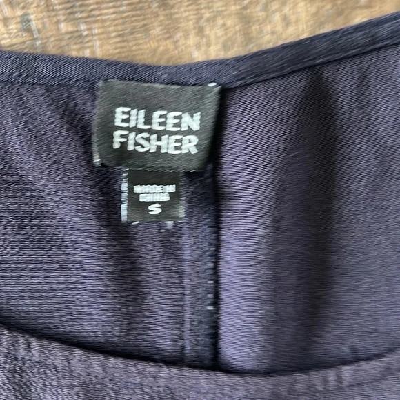 Eileen Fisher Bias Dart Sleeveless Shift Dress Navy Blue Midi Size Small - Picture 7 of 9